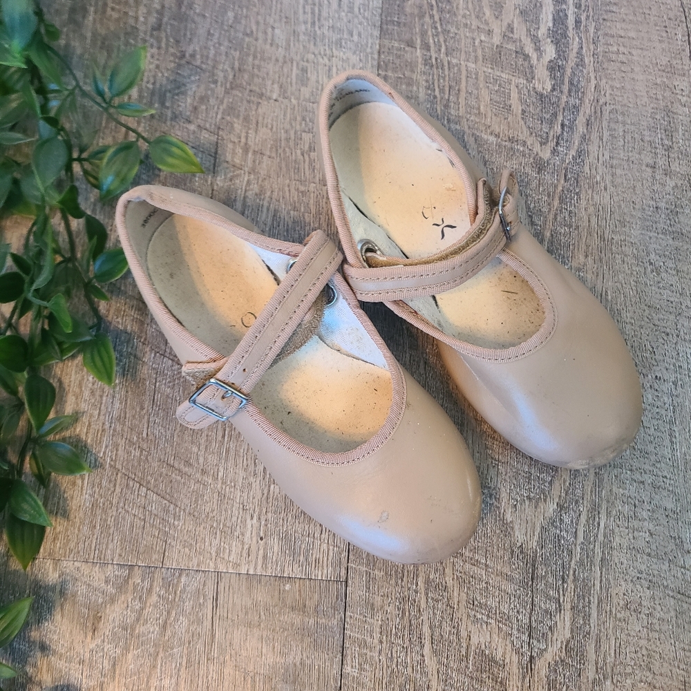 Tan Mary Jane Capezio TeleTone Tap Shoes Girls Size 11.5